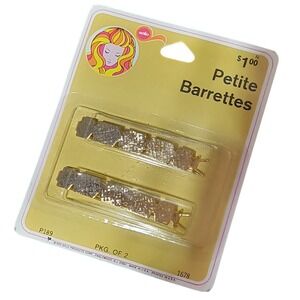 Vintage 1970's Gold Hair Barrettes New in‎ 70s Packaging Hair Clips
